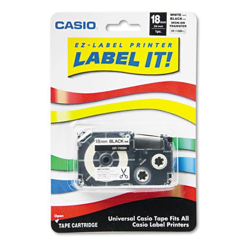 Casio Label Printer Iron-on Transfer Tape 0.75 X 26 Ft Black On White - Technology - Casio®
