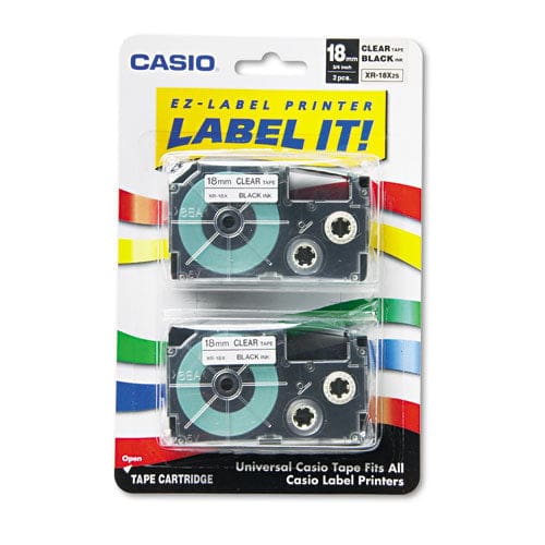 Casio Tape Cassettes For Kl Label Makers 0.75 X 26 Ft Black On Clear 2/pack - Technology - Casio®