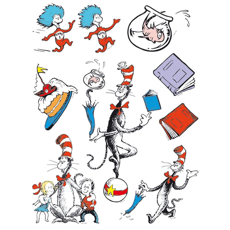 Cat In The Hat Characters 12 X 17 Window Clings (Pack of 12) - Window Clings - Eureka