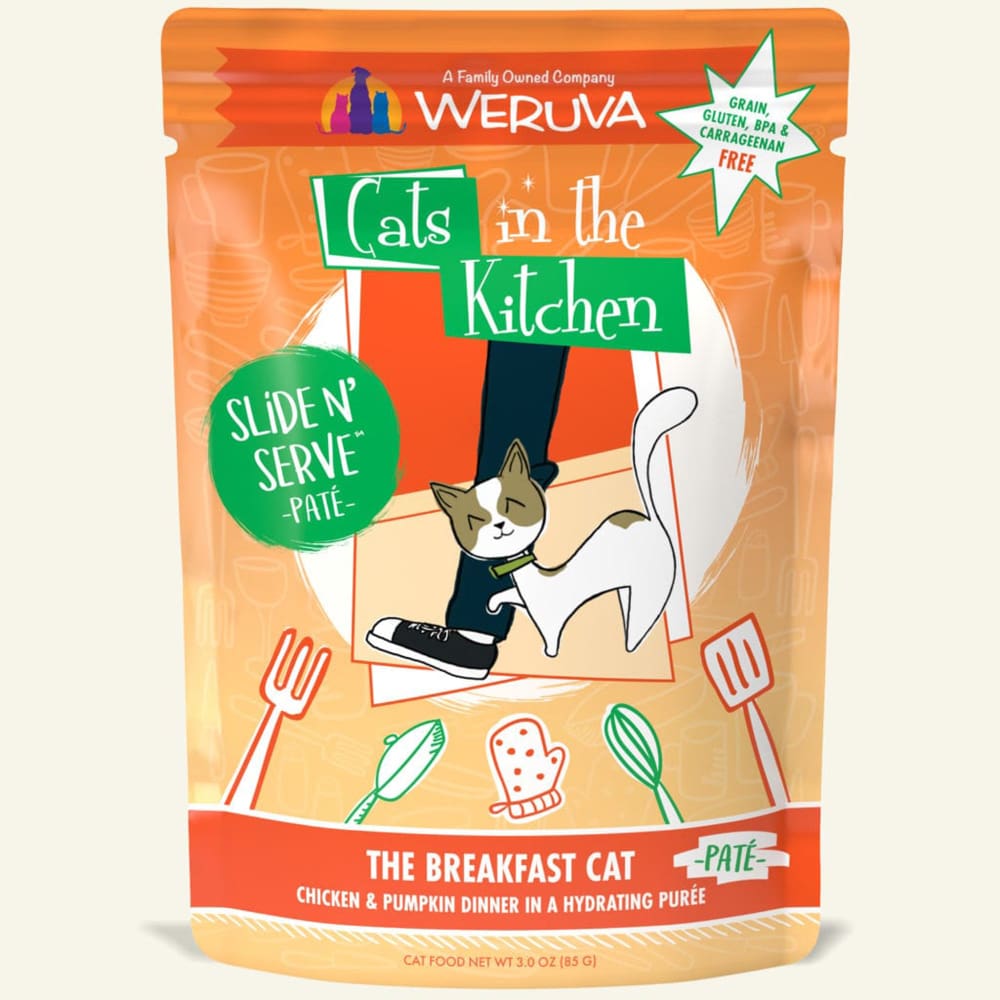 Cats In The Kitchen Slide N Serve The Breakfast Cat Chicken and Pumpkin Dinner 3oz. Pouch (Case Of 12) - Pet Supplies - Cats In The Kitchen