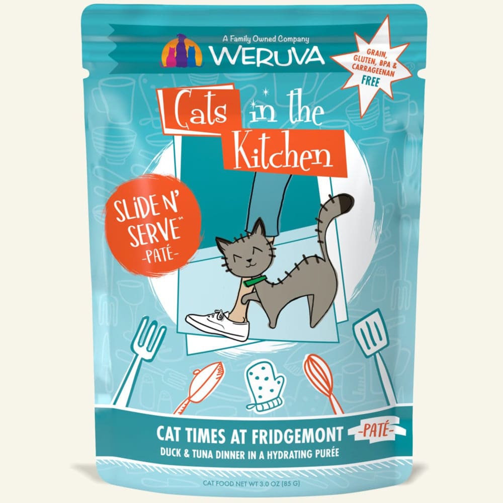 Cats In The Kitchen Slide N Serve Cat Times at Fridgemont Duck and Tuna Dinner 3oz. Pouch (Case Of 12) - Pet Supplies - Cats In The Kitchen