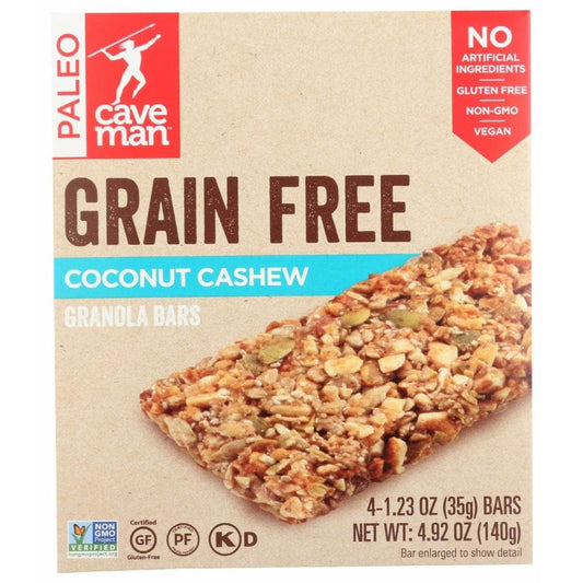 CAVEMAN FOODS Grocery > Snacks CAVEMAN FOODS: Coconut Cashew Grain Free Granola Bars, 4.92 oz