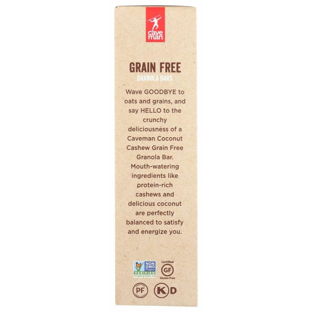 CAVEMAN FOODS Grocery > Snacks CAVEMAN FOODS: Coconut Cashew Grain Free Granola Bars, 4.92 oz