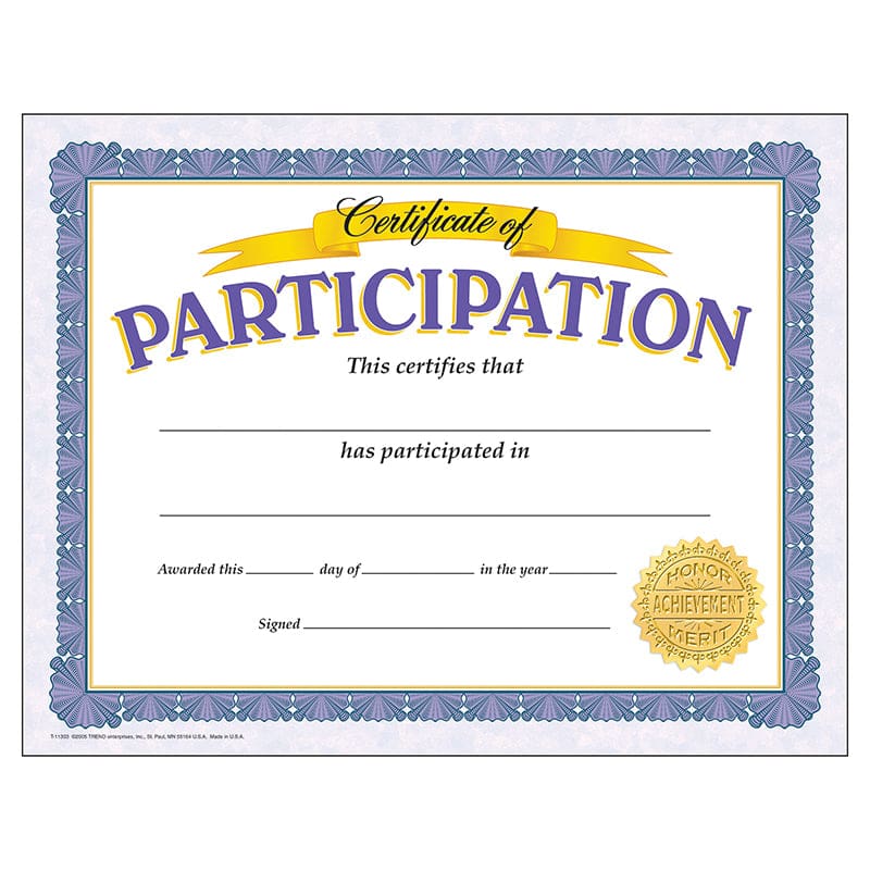 Certificate Of Participation 30/Pk (Pack of 8) - Certificates - Trend Enterprises Inc.