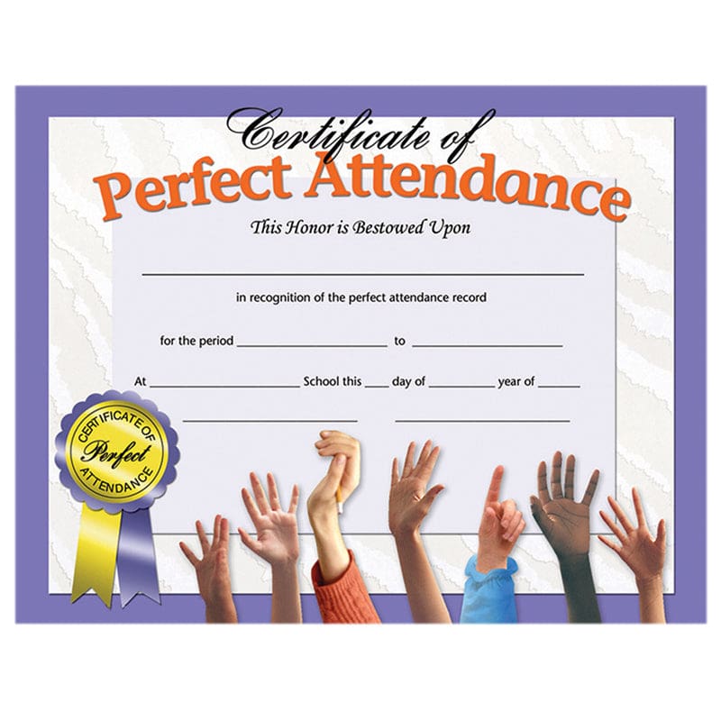 Certificates Perfect Attendance 30 Pk 8.5 X 11 Inkjet Laser (Pack of 8) - Certificates - Flipside