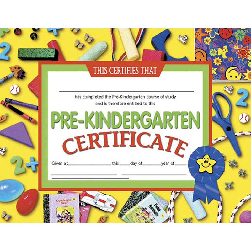 Certificates Pre-Kindergarten 30/Pk 8.5 X 11 Yellow (Pack of 8) - Certificates - Flipside