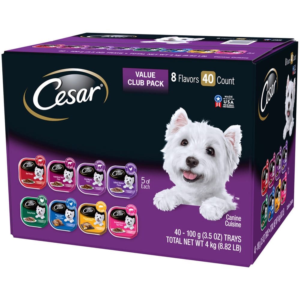 Cesar Canine Cuisine Wet Dog Food 8 Flavor Variety Pack Classic Loaf in Sauce (3.5 oz. 40 ct.) - Dog Food & Treats - Cesar Canine