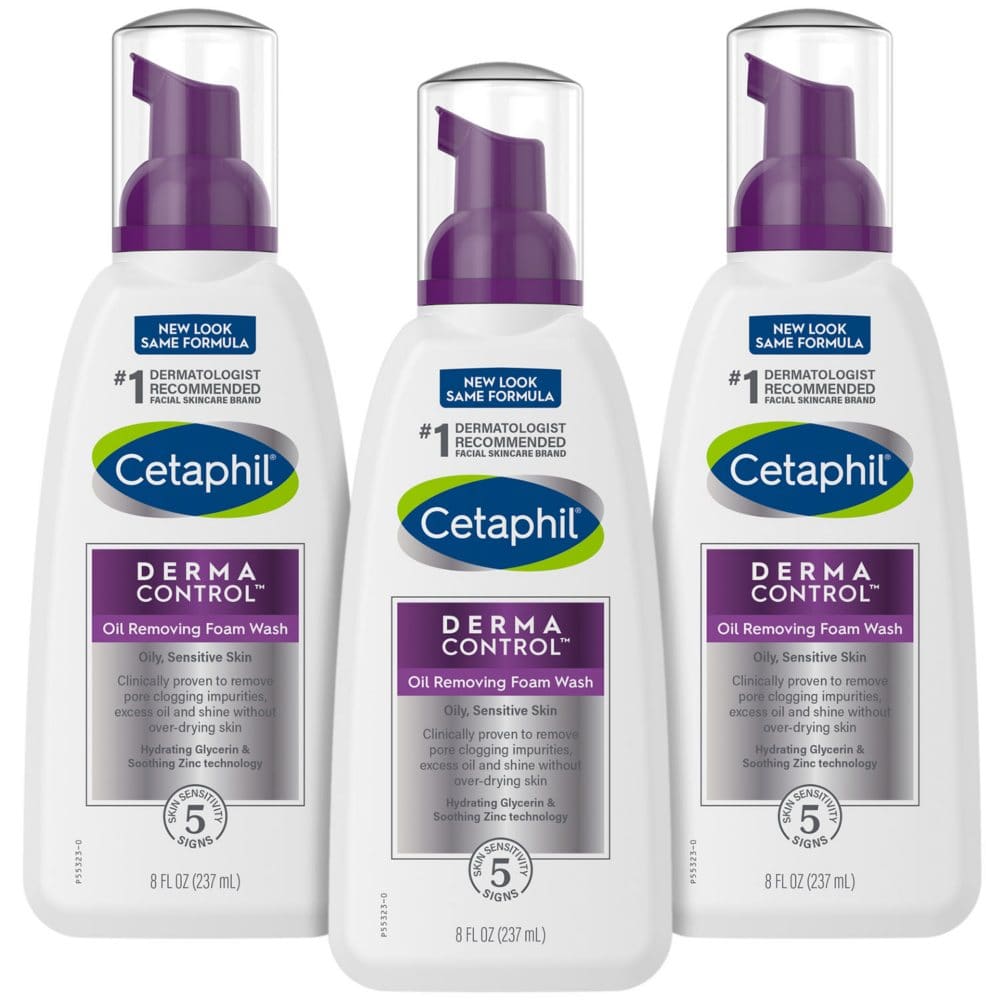 Cetaphil Pro DermaControl Oil Removing Foam Wash (8 fl. oz., 3 pk ...