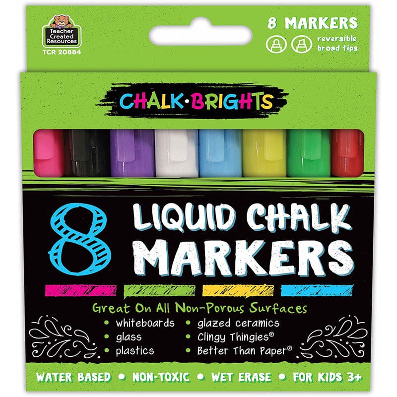 Chalk Brights Liq Chalk Markers 8Pk (Pack of 3) - Markers - Teacher Created Resources