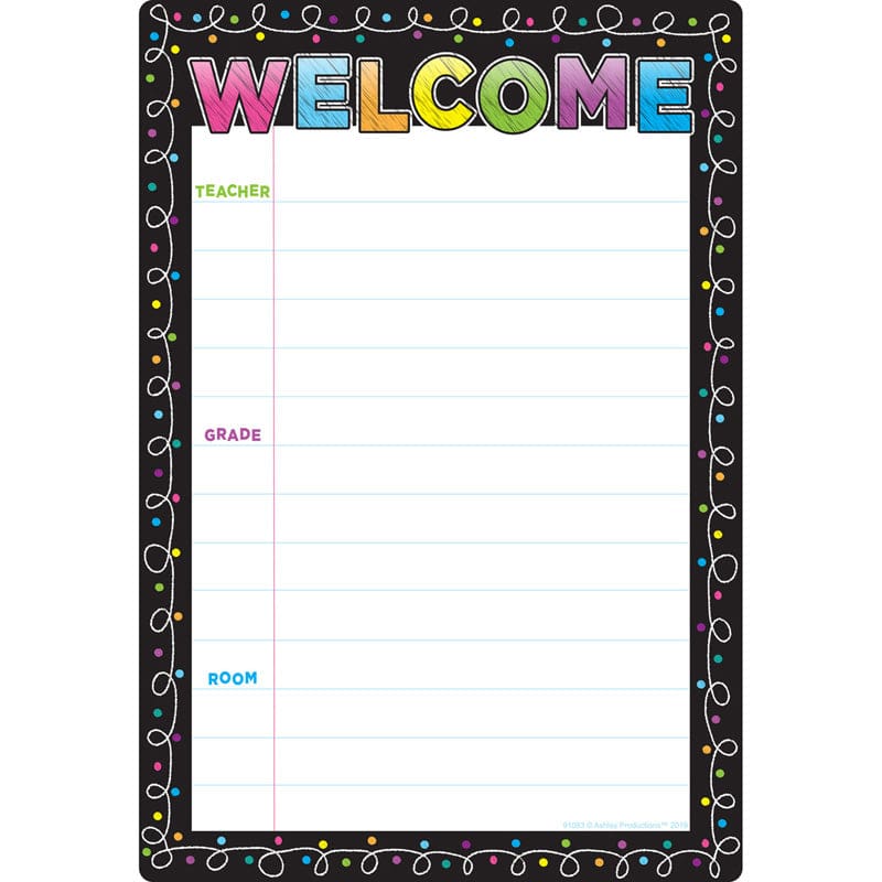 Chalk Dots Welcome 13 X 19 Chart Smart Poly (Pack of 12) - Classroom Theme - Ashley Productions