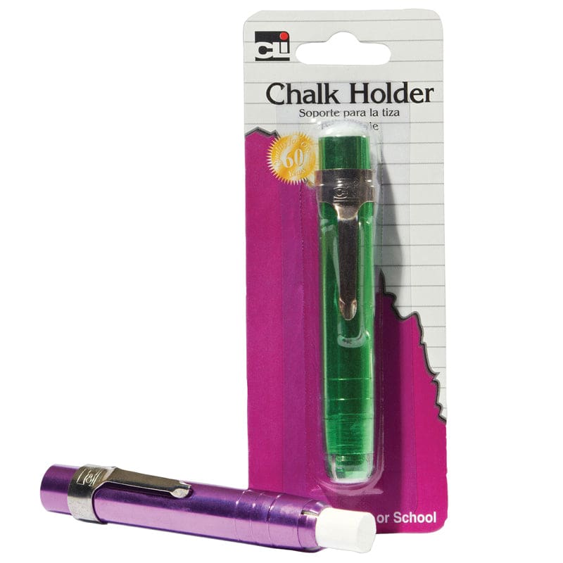 Chalk Holder Aluminum Assorted Colors (Pack of 10) - Chalkboard Accessories - Charles Leonard
