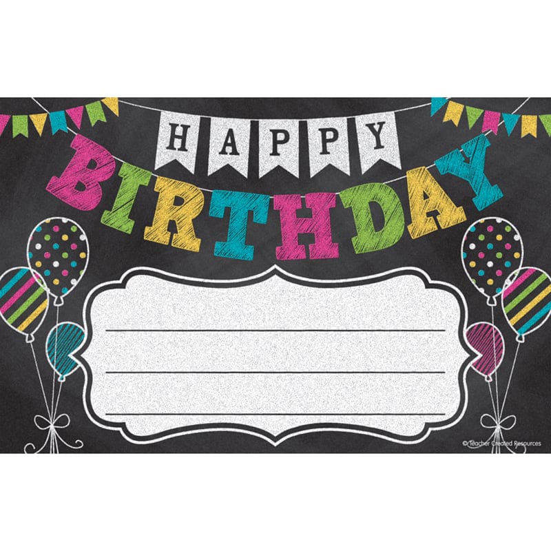 Chalkboard Brghts Happy Bday Awards (Pack of 10) - Awards - Teacher Created Resources