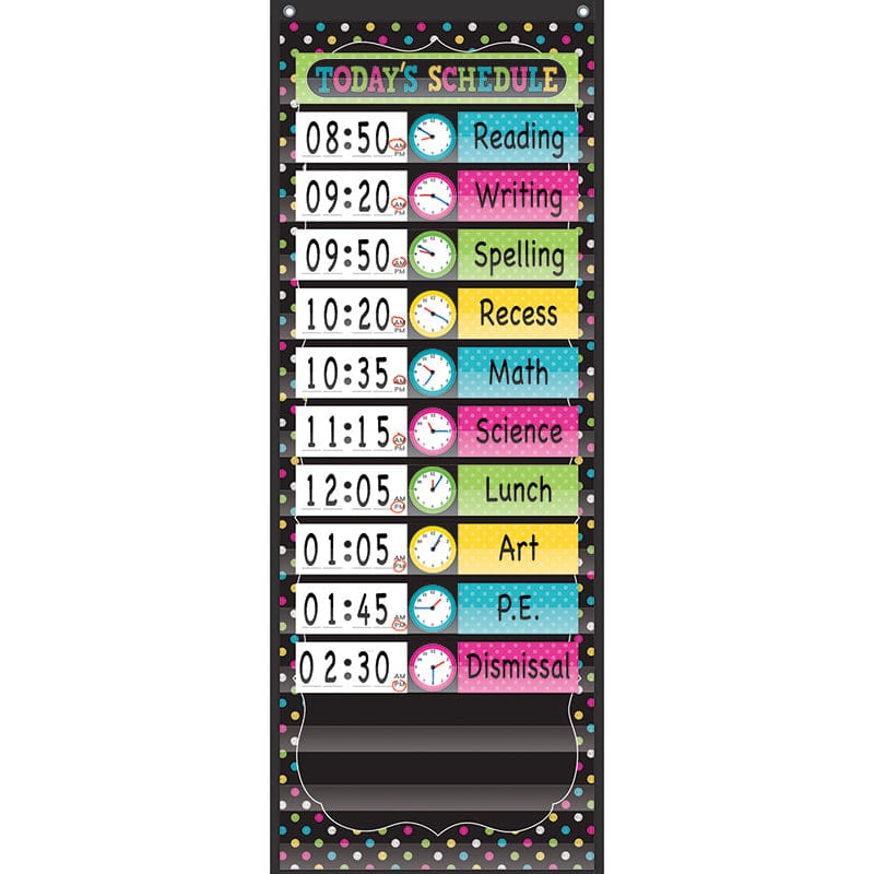 Chalkboard Brights 14 Pocket Daily Schedule Pocket Chart 13X34 (Pack of 2) - Pocket Charts - Teacher Created Resources