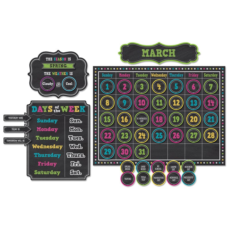 Chalkboard Brights Calendar Bb Set (Pack of 3) - Calendars - Teacher Created Resources