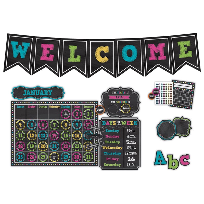 Chalkboard Brights Class Decor Set - Classroom Theme - Teacher Created Resources
