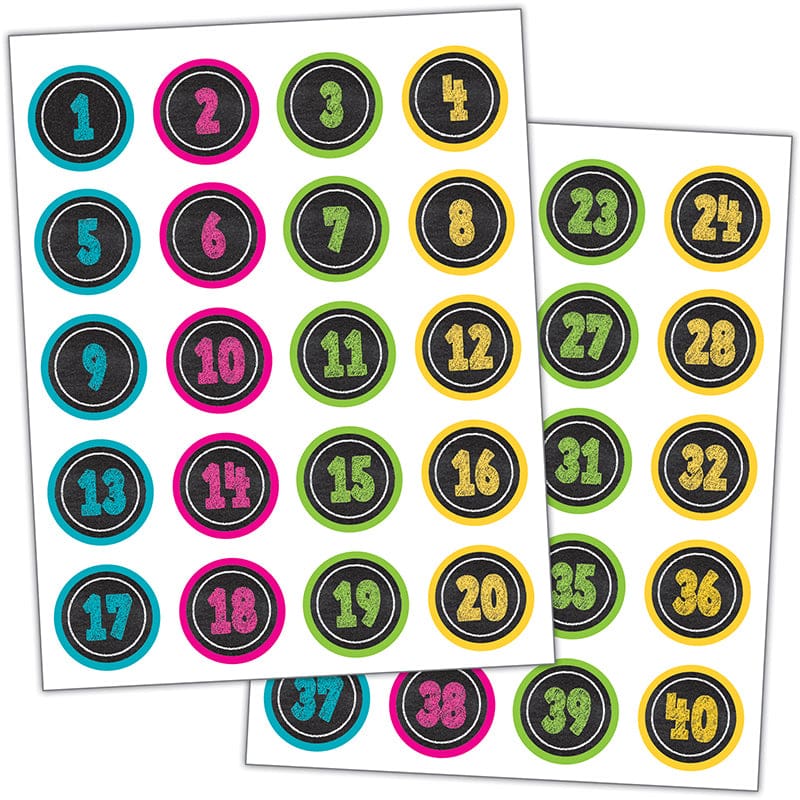 Chalkboard Brights Numbers Stickers (Pack of 12) - Stickers - Teacher Created Resources