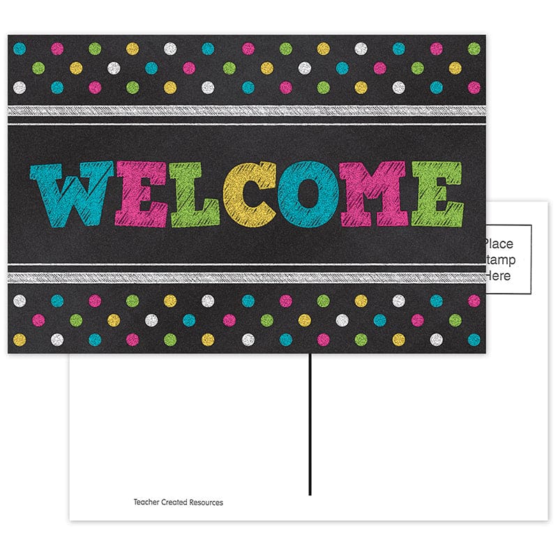 Chalkboard Brights Welcome Postcards (Pack of 10) - Postcards & Pads - Teacher Created Resources