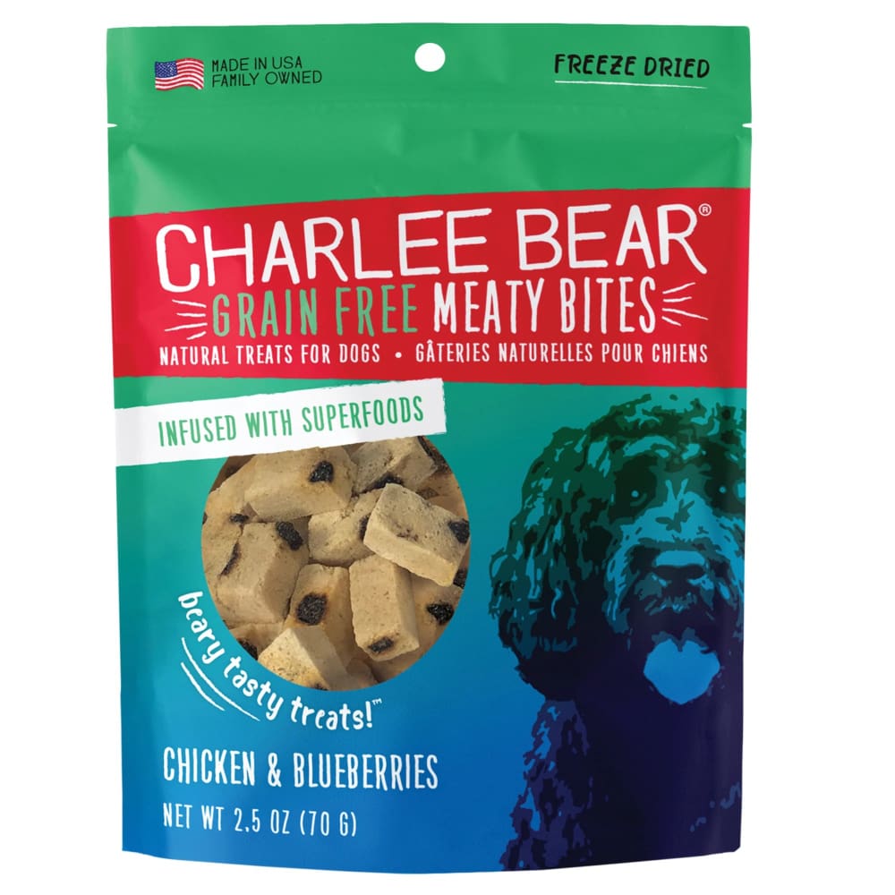 Charlee Bear Dog Meaty Bites Chicken and Blueberry 2.5Oz - Pet Supplies - Charlee Bear