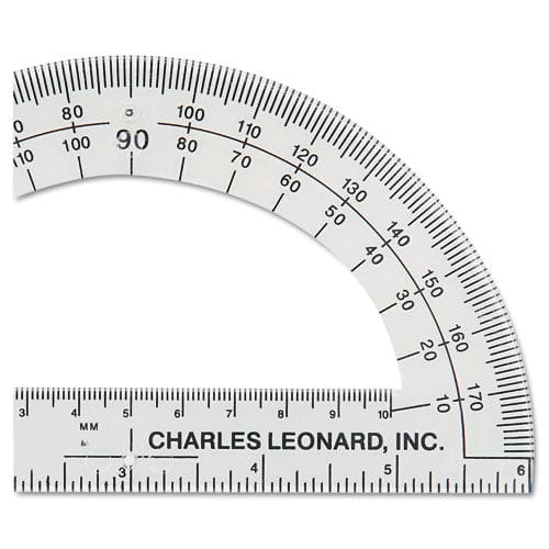 Charles Leonard Open Center Protractor Plastic 6 Ruler Edge Clear - School Supplies - Charles Leonard®