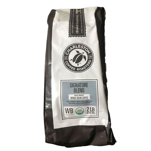 Charleston Coffee Roasters Organic Signature Blend Coffee, Bold Roast, Whole Bean, 2 lbs - ShelHealth.Com