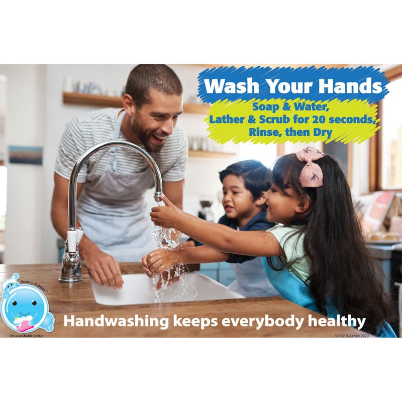 Chart 13X19 Handwashing Keeps Smart Poly Healthy Bubbles (Pack of 12) - Classroom Theme - Ashley Productions