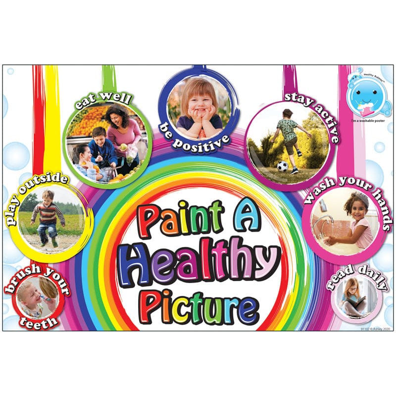 Chart 13X19 Paint A Healthy Picture Smart Poly Healthy Bubbles (Pack of 12) - Classroom Theme - Ashley Productions
