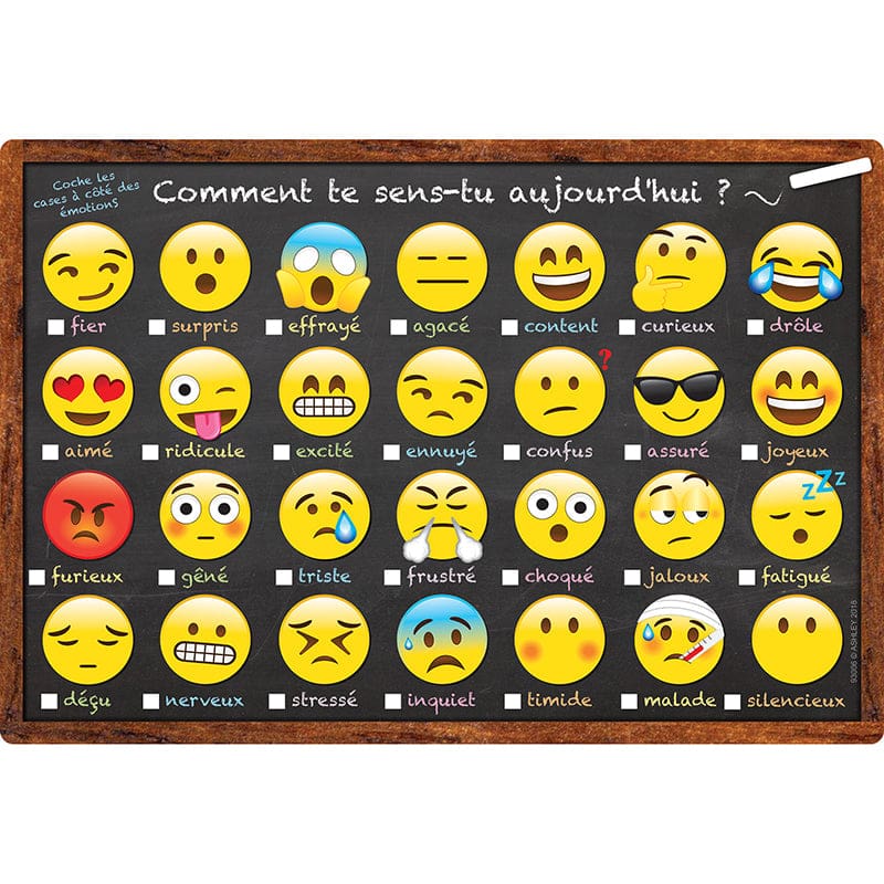 Chart French Emoji How You Feeling Dry-Erase Surface (Pack of 12) - Charts - Ashley Productions