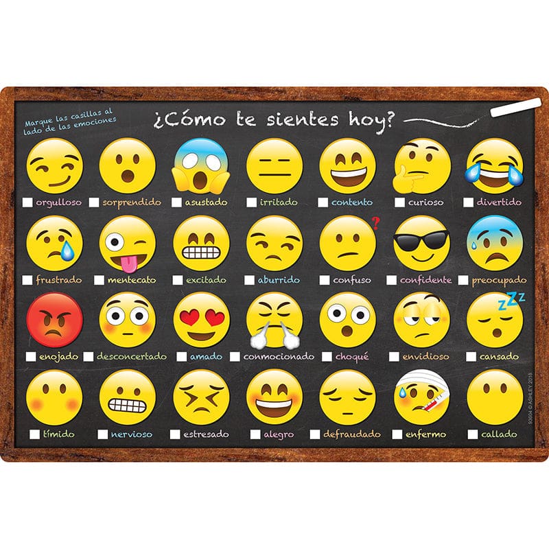 Chart Spanish Feelings And Emotions Dry-Erase Surface (Pack of 12) - Charts - Ashley Productions