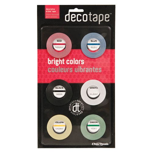 Chartpak Deco Bright Decorative Tape 1 Core 0.13 X 27 Ft Assorted Colors 6/box - School Supplies - Chartpak®