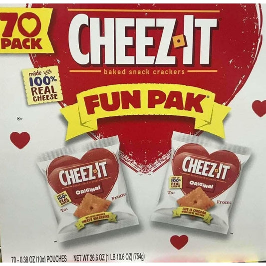 Cheez-It Baked Snack Cheese Crackers Fun Pak Valentines, 70 ct./0.38 oz. - ShelHealth.Com