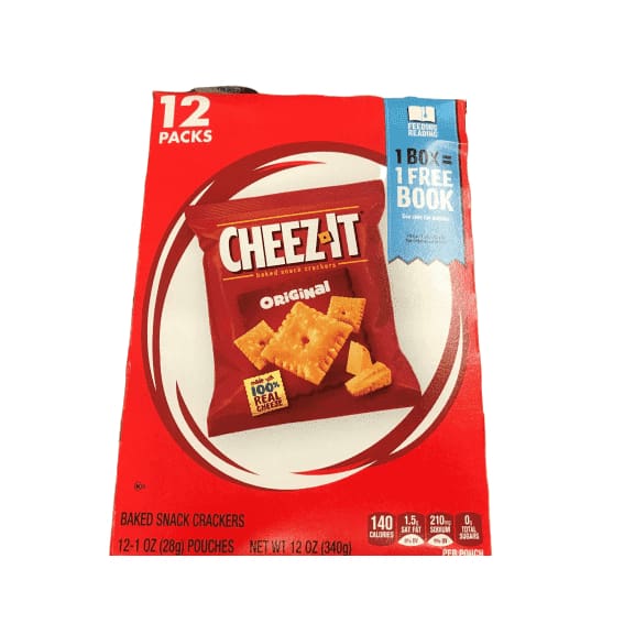 Cheez-It Baked Snack Cheese Crackers, Original, 1.02 oz Bags (12 Count) - ShelHealth.Com