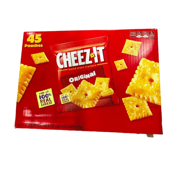 Cheez-It Baked Snack Cheese Crackers, Original, Single Serve, 1.5 oz Bags (45 Count) - ShelHealth.Com