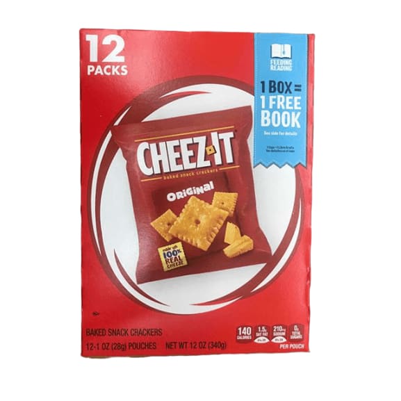 Cheez-It Original Cheese Crackers - School Lunch Food, Baked Snack, Single Serve, 1 oz Bag (Pack of 12) - ShelHealth.Com
