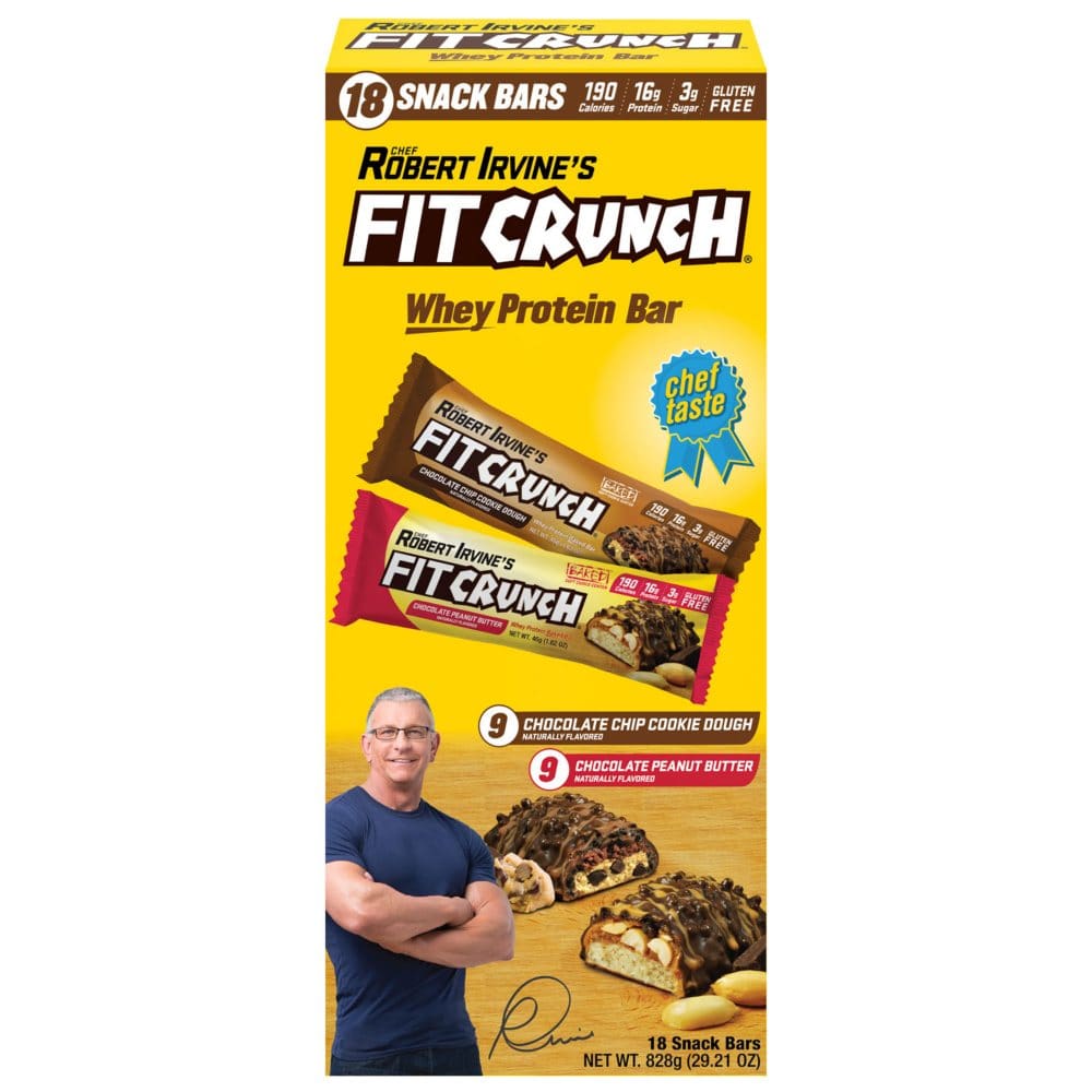 Chef Robert Irvine’s FITCRUNCH High Protein Bars Variety Pack (1.62 oz. 18 ct.) - Diet Nutrition & Protein - Chef Robert