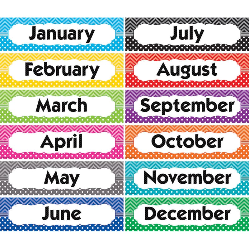 Chevrons & Dots Monthly Headliners (Pack of 6) - Calendars - Teacher Created Resources