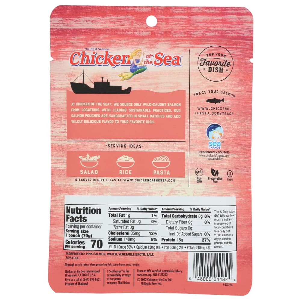 CHICKEN OF THE SEA: Salmon Wild Alaskan Ls Ph 2.5 oz - Grocery > Pantry > Meat Poultry & Seafood - CHICKEN OF THE SEA
