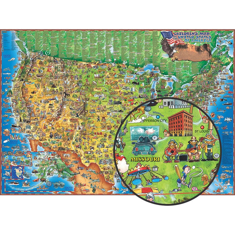 Childrens Map Of The Usa (Pack of 2) - Maps & Map Skills - Round World Products