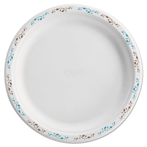 Chinet Molded Fiber Dinnerware Plate 10.5 Dia White Vine Theme 125/pack 4 Packs/carton - Food Service - Chinet®
