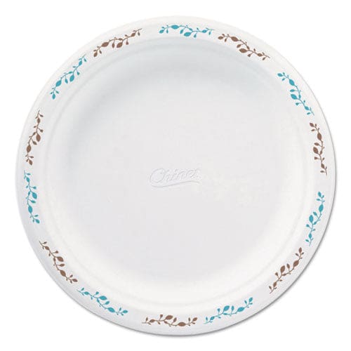 Chinet Molded Fiber Dinnerware Plate 10.5 Dia White Vine Theme 125/pack 4 Packs/carton - Food Service - Chinet®