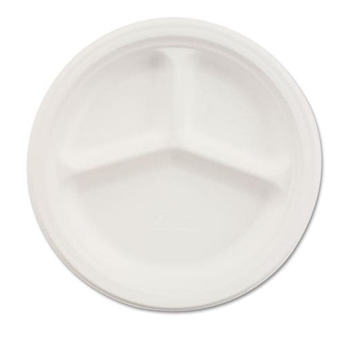 Chinet Paper Dinnerware 3-compartment Plate 10.25 Dia White 500/carton - Food Service - Chinet®