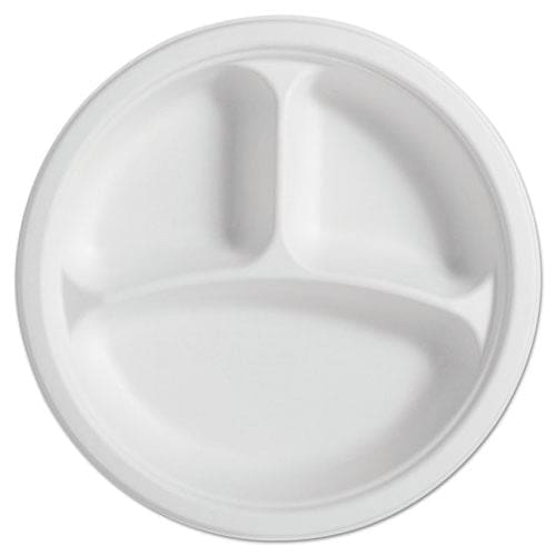 Chinet Paperpro Naturals Fiber Round Plates 3-compartment 10.25 Dia Natural 125/pack 4 Packs/carton - Food Service - Chinet®