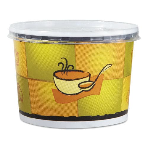 Chinet Streetside Squat Paper Food Container With Lid Streetside Design 12 Oz 250/carton - Food Service - Chinet®