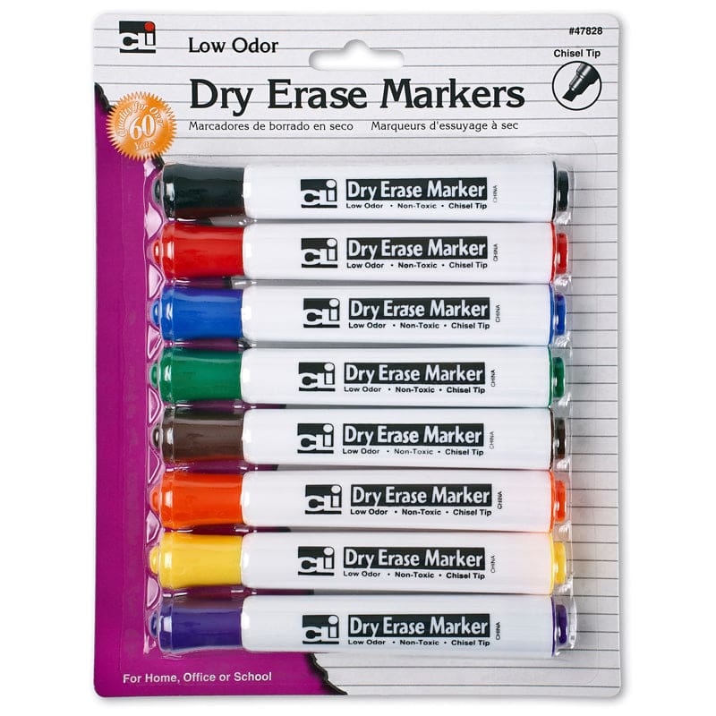 Chisel Tip Asst Barrel Style 8 Pk Dry Erase Markers (Pack of 8) - Markers - Charles Leonard