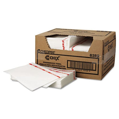 Chix Food Service Towels Cotton 13 X 21 White/red 150/carton - Janitorial & Sanitation - Chix®