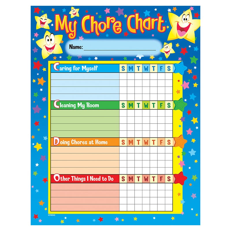 Chore Charts Stars 25 Charts 8-1/2 X 11 (Pack of 6) - Incentive Charts - Trend Enterprises Inc.