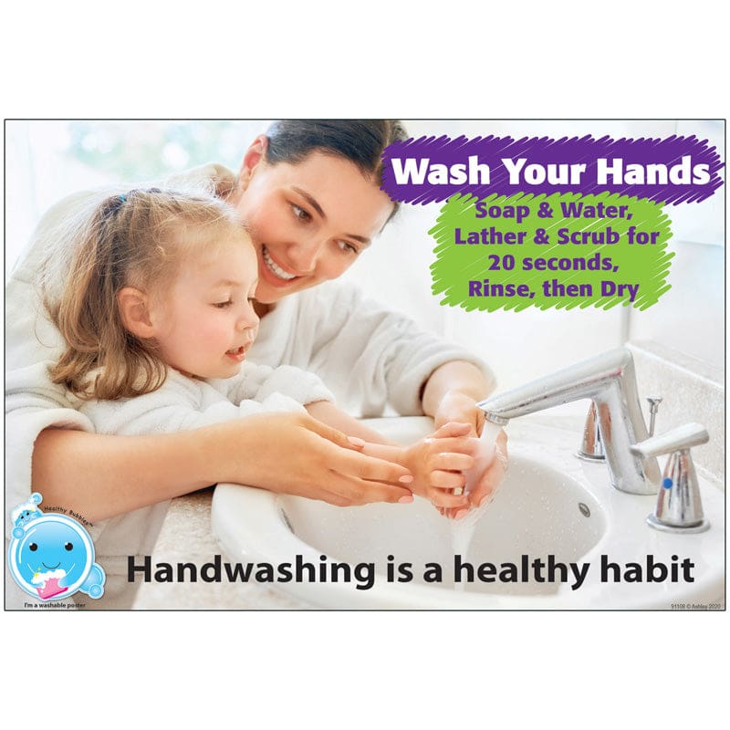 Chrt 13X19 Handwashing Is A Healthy Habit Smart Poly Healthy Bubbles (Pack of 12) - Classroom Theme - Ashley Productions