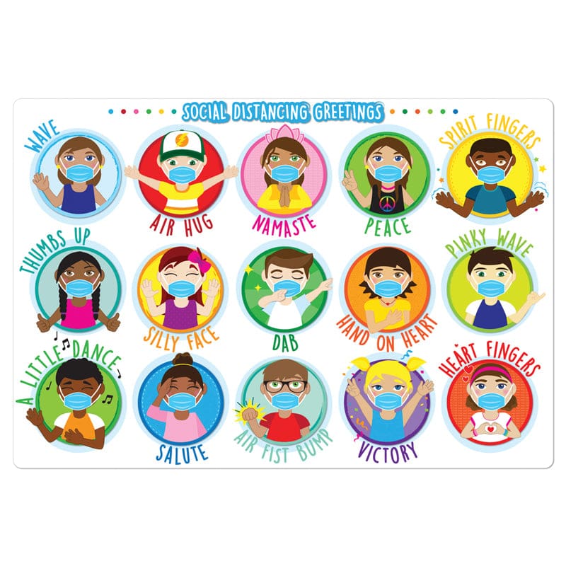 Chrt 13X19 Social Distncng Greetngs Smart Poly Healthy Bubbles (Pack of 12) - Classroom Theme - Ashley Productions