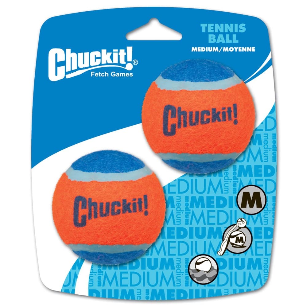 Chuckit! Tennis Ball Dog Toy Shrink Sleeve Blue; Orange Medium 2 Pack - Pet Supplies - Chuckit!