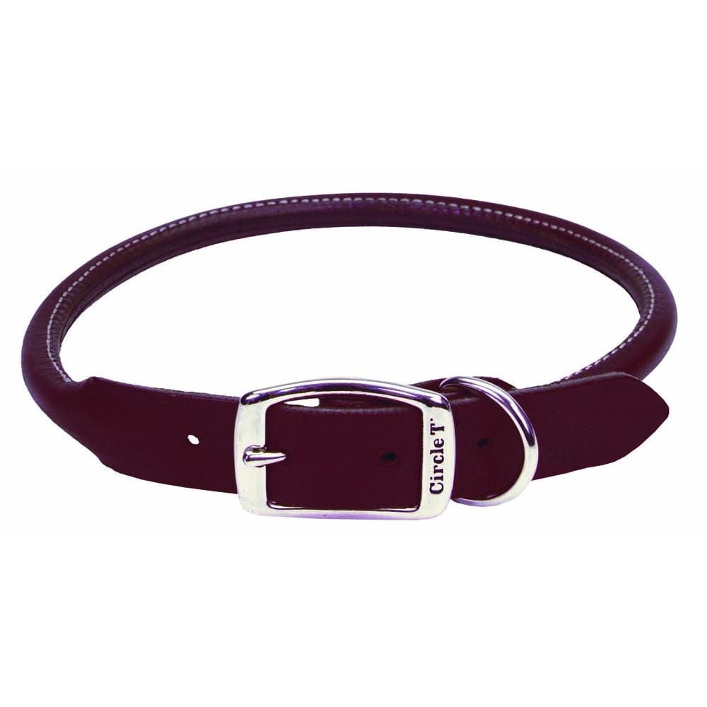 Circle T Latigo Leather Round Dog Collar Brown 1 in x 22 in - Pet Supplies - Circle T