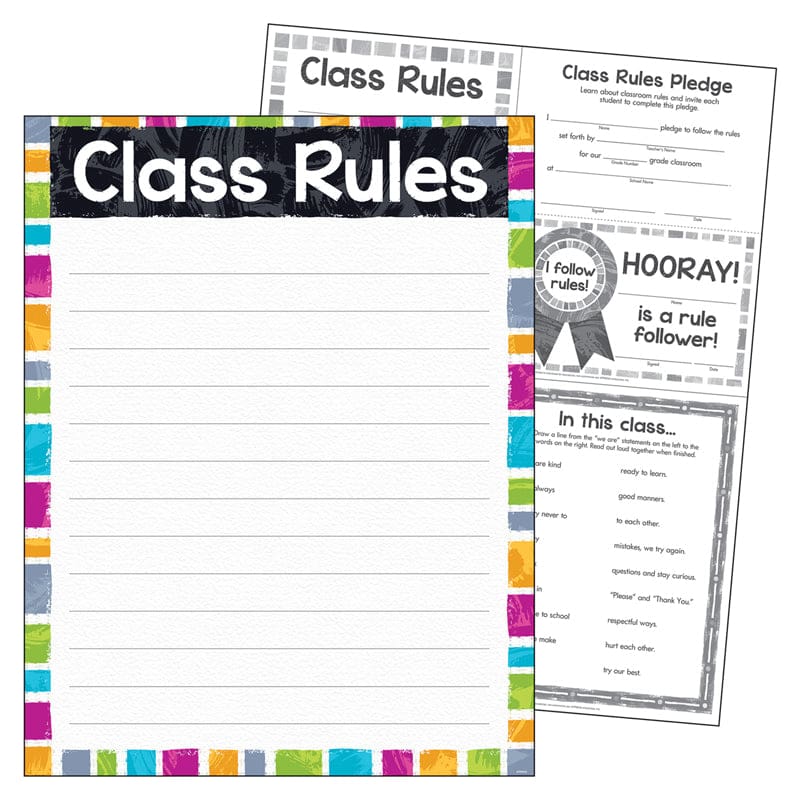 Class Rules Color Harm Learn Chart (Pack of 12) - Classroom Theme - Trend Enterprises Inc.